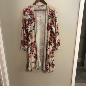 Plus size stretch flora kimono 1X